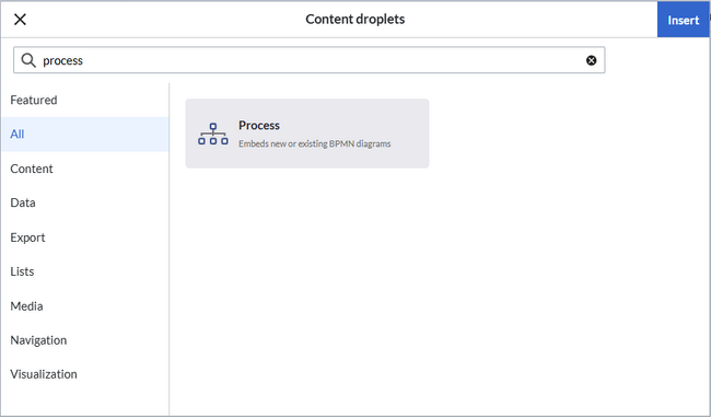 content droplets dialog showing the filtered result for the Process droplet