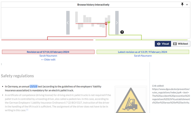 view of the open revision slider