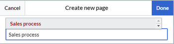 Dialog field with the new page name "Sales process"