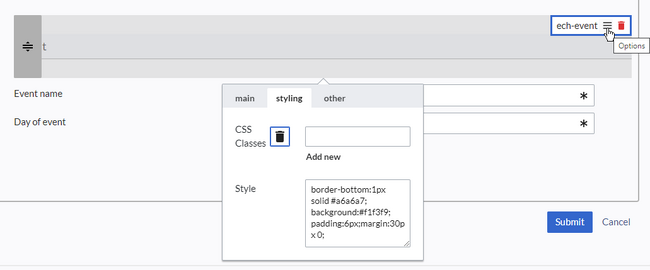 Inline styling of a form element
