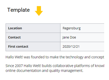 Semantic template