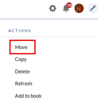 Actions menu