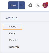 Actions menu