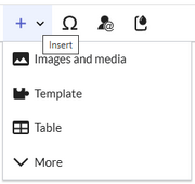 open "insert" menu of the visual editor