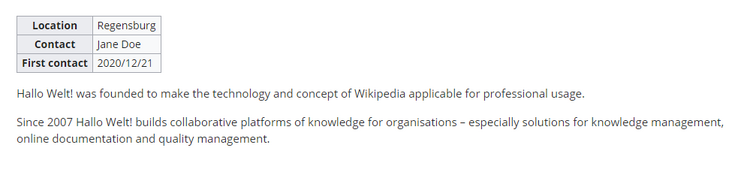 Default table of a semantic template