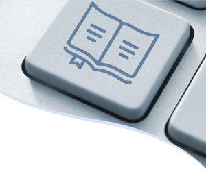 Image of an enlarged keyboard key with book symbol