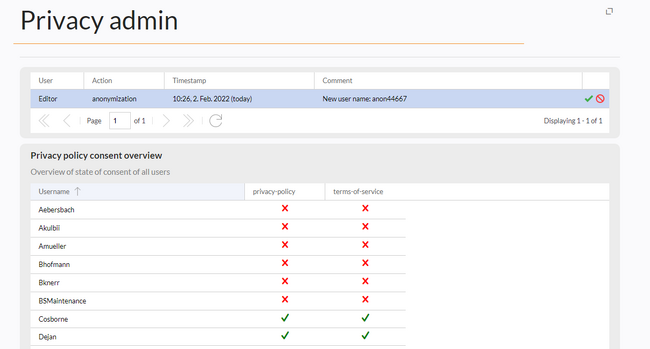 Review privacy request