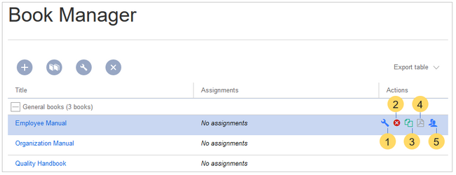 Book manager actions