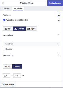 Advanced settings example values