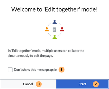 Welcome dialog with checkbox, start and cancel buttons.