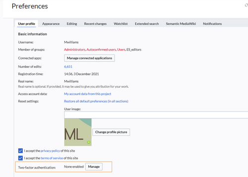 Special page "Preferences"