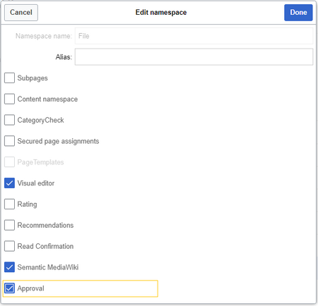 Namespace manager settings