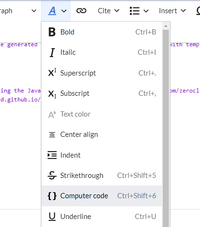 Menu item for Computer code