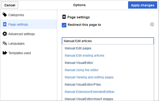 redirect checkbox