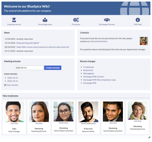 Screenshot of the "Startpage SME"