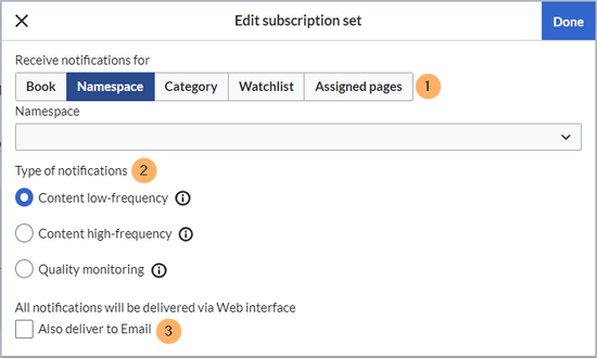 Dialog box for adding a subscription