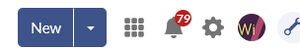 Buttons in the top toolbar with active notifications symbol