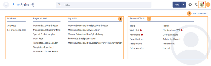 elements of the user sidebar