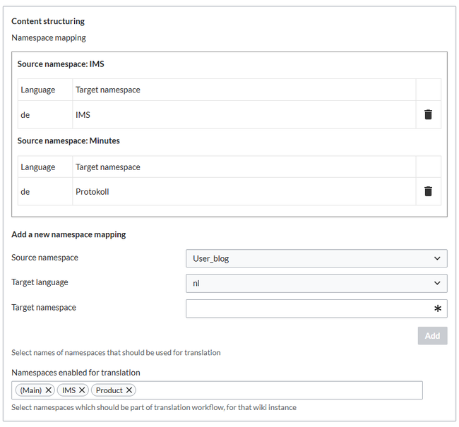 namespace configuration for extension "Translation Transfer"