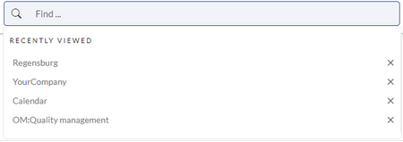 Search box with a list of 4 suggested pages