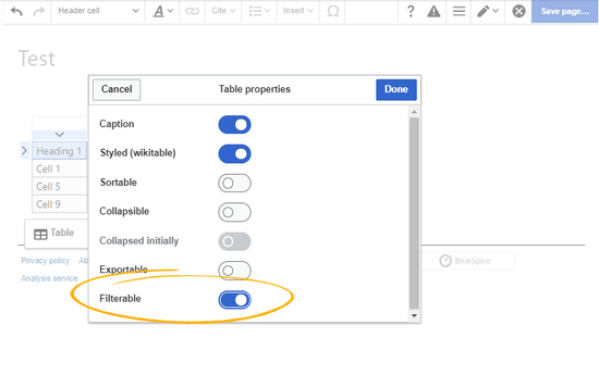 Setting the filter option
