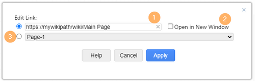 annotated screenshot of the "edit link" dialog