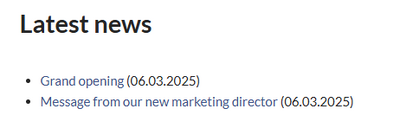 List of blog posts with heading named "Latest news" and two related posts