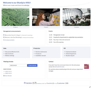 Screenshot of Startpage "Intranet"